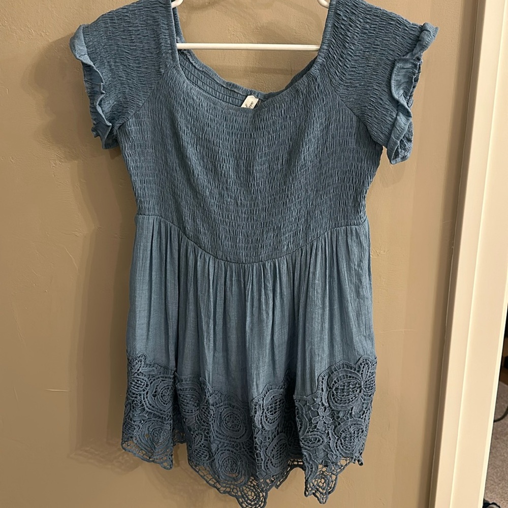 Blue short sleeve blouse